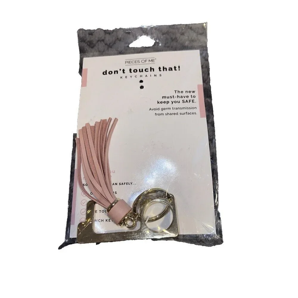 NWT PIECES OF ME Don't Touch That! Keychain with Pink Faux Leather Tassel